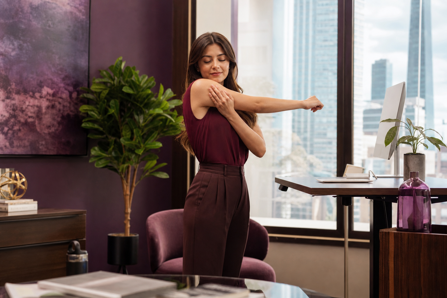 Midday stretch break for office workers from Purgeaecleanse